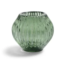 Bougeoir rond verre vert Ø7,5xH7,5cm