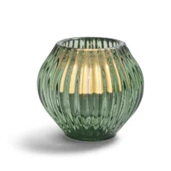 Bougeoir rond verre vert Ø7,5xH7,5cm