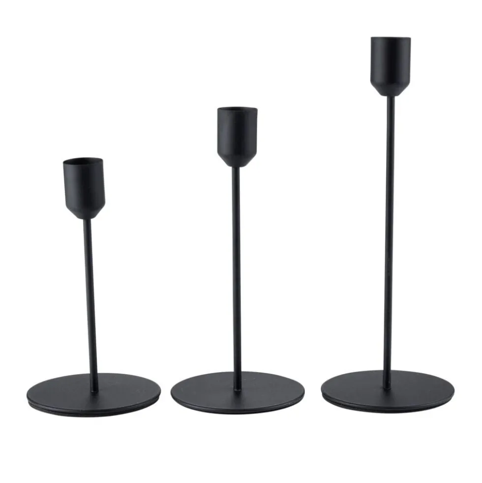 Bougeoir sur pied x3 métal 3 tailles H14,5/17,5/21,5cm (2 modèles)
