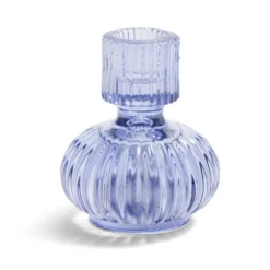 Bougeoir verre bleu Ø7,5xH9cm