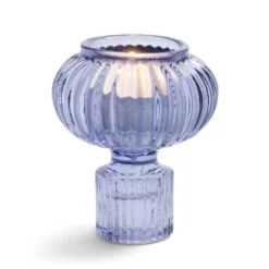 Bougeoir verre bleu Ø7,5xH9cm