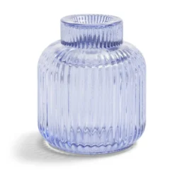 Bougeoir verre double usage bleu Ø7xH8,5cm