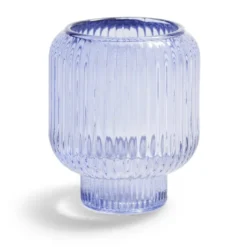 Bougeoir verre double usage bleu Ø7xH8,5cm