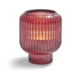 Bougeoir verre double usage rose foncé Ø7xH8,5cm