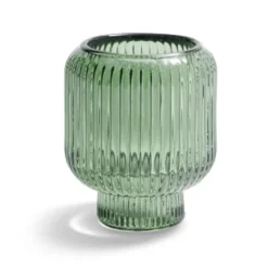 Bougeoir verre double usage vert Ø7xH8,5cm