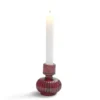 Bougeoir verre rose foncé Ø7,5xH9cm
