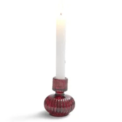 Bougeoir verre rose foncé Ø7,5xH9cm
