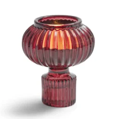 Bougeoir verre rose foncé Ø7,5xH9cm