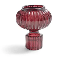 Bougeoir verre rose foncé Ø7,5xH9cm