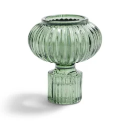 Bougeoir verre vert Ø7,5xH9cm