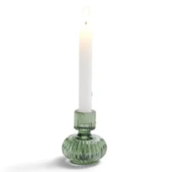 Bougeoir verre vert Ø7,5xH9cm