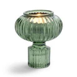 Bougeoir verre vert Ø7,5xH9cm