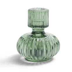 Bougeoir verre vert Ø7,5xH9cm