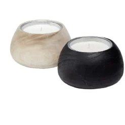 Bougie aluminium et support en bois