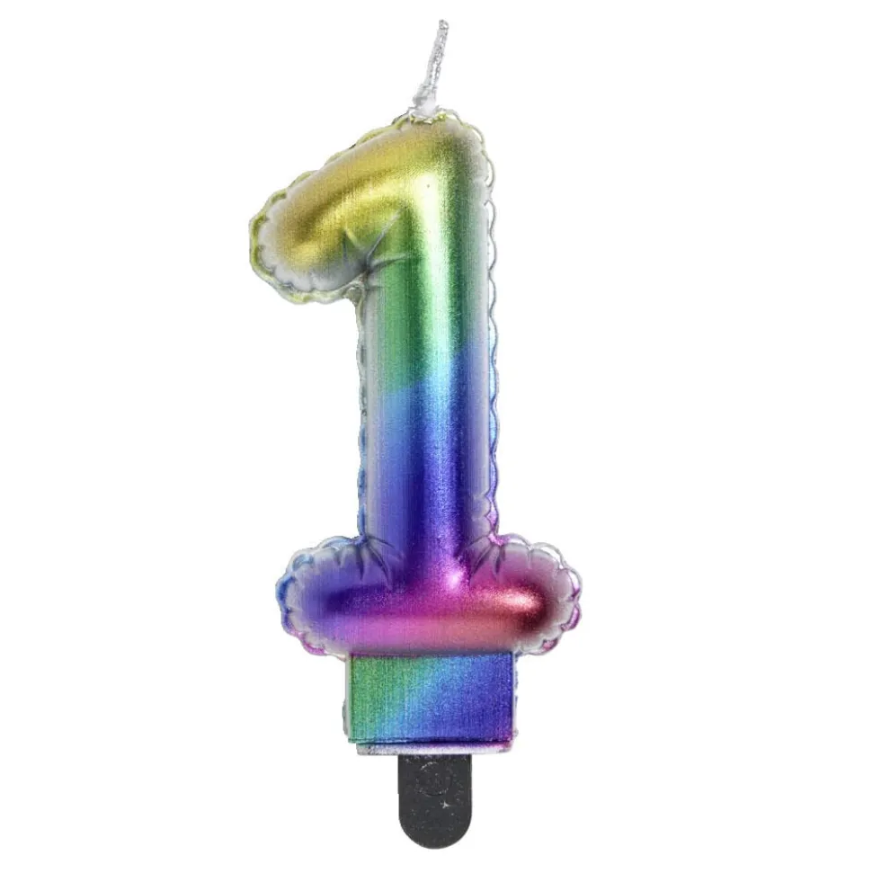 Bougie anniversaire chiffre 1 iridescent