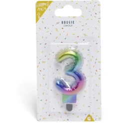 Bougie anniversaire chiffre 3 iridescent