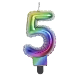 Bougie anniversaire chiffre 5 iridescent
