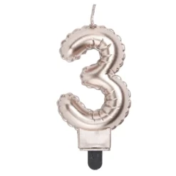 Bougie anniversaire chiffre 3 rose gold
