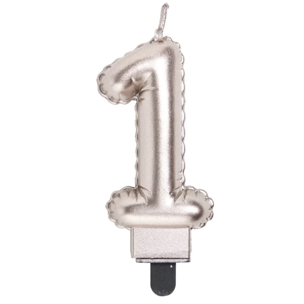 Bougie anniversaire chiffre 1 rose gold