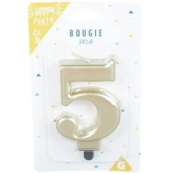 Bougie anniversaire chiffre 5 mat doré