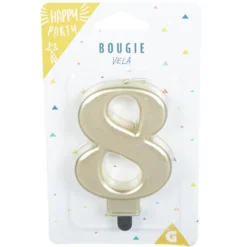 Bougie anniversaire chiffre 8 mat doré