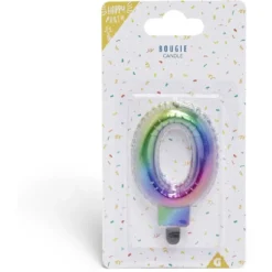 Bougie anniversaire chiffre 0 iridescent