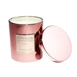 Bougie avec couvercle pot métallisé rose gold senteur pain d'épices 25H