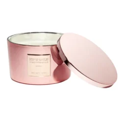 Bougie avec couvercle pot métallisé rose gold senteur pain d'épices 30H