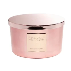 Bougie avec couvercle pot métallisé rose gold senteur pain d'épices 30H