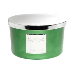 Bougie avec couvercle pot métallisé gris et vert senteur sapin 30H