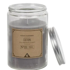Bougie blanche dans pot en pvc couvercle senteur coton
