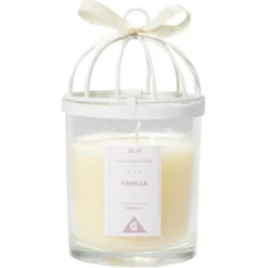 Bougie cage à oiseau blanche senteur vanille 36H