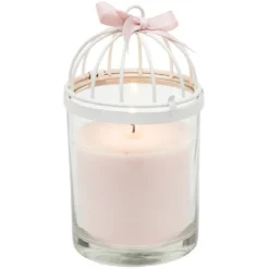 Bougie cage à oiseau rose