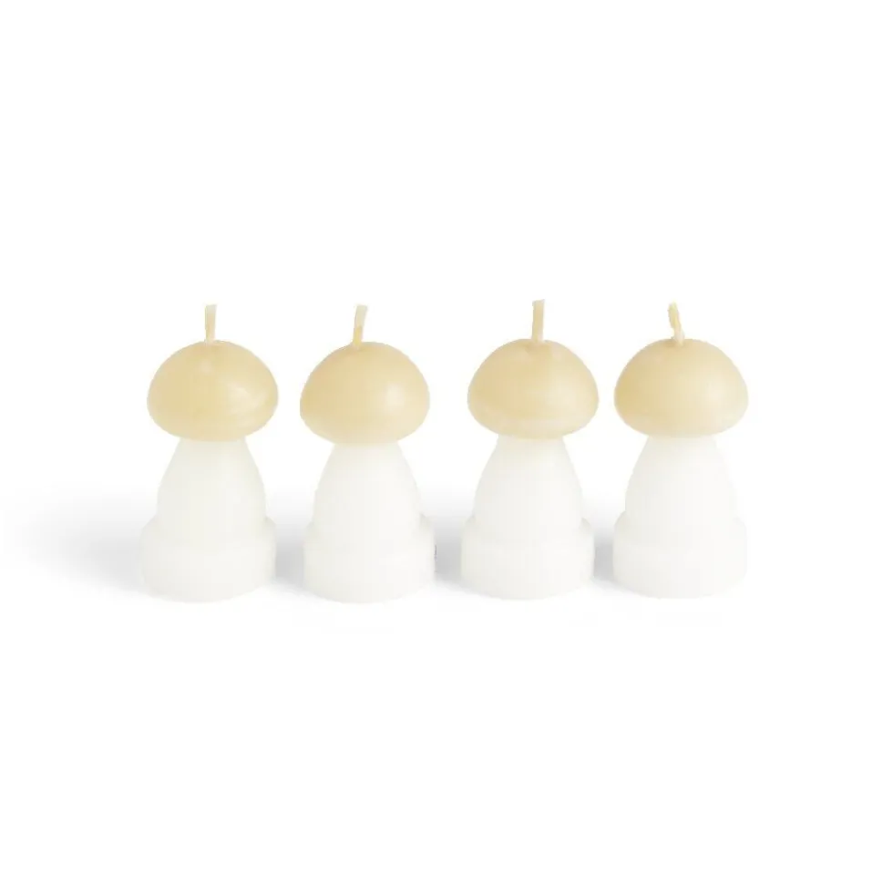 Bougie champignon blanc et jaune 6H x4