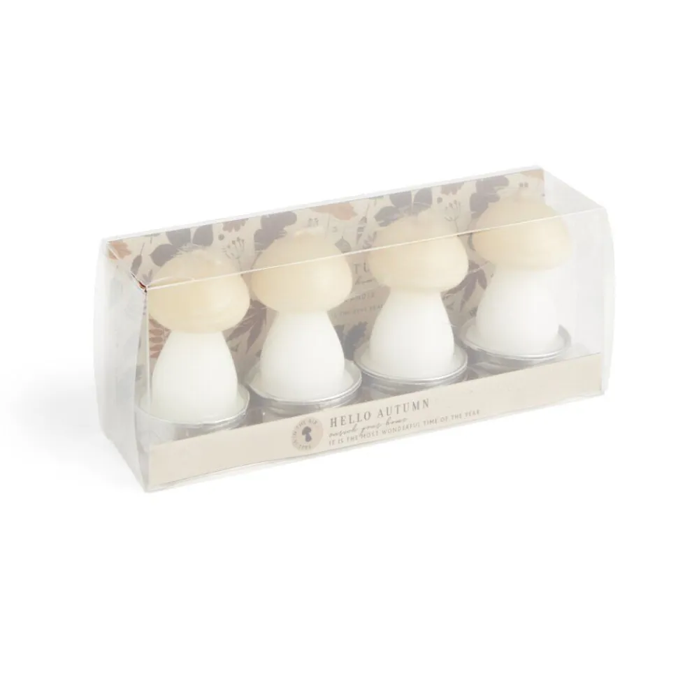 Bougie champignon blanc et jaune 6H x4