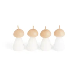 Bougie champignon blanc et orange 6H x4
