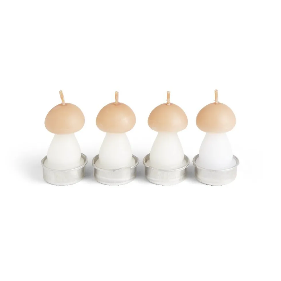 Bougie champignon blanc et orange 6H x4