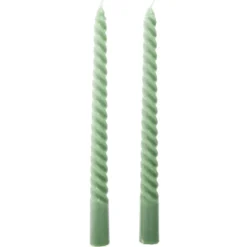 Bougie chandelier torsadée vert H25cm x2