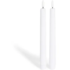 Bougie chandelle LED striée blanche x2