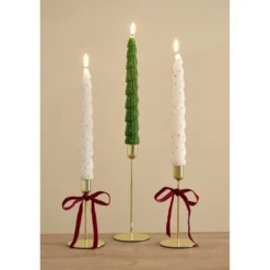 Bougie chandelle x2 forme sapin Ø4xH25cm (2 modèles)