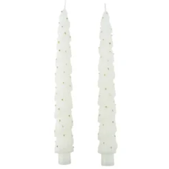 Bougie chandelle x2 forme sapin Ø4xH25cm (2 modèles)