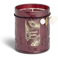Bougie charm pampille Coconut Vanilla dans verre marron 55H