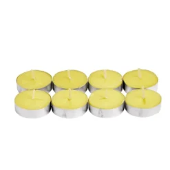 Bougie chauffe-plat citronnelle cire jaune 3,7xEp1,8cm (8 pièces)