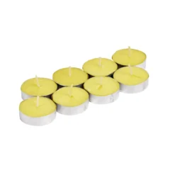 Bougie chauffe-plat citronnelle cire jaune 3,7xEp1,8cm (8 pièces)