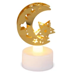 Bougie chauffe-plat LED avec décor arabesque ajouré doré Ø3xH8cm