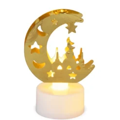 Bougie chauffe-plat LED avec décor arabesque ajouré doré Ø3xH8cm