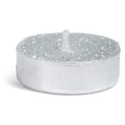 Bougie chauffe-plat paillette argentée x8