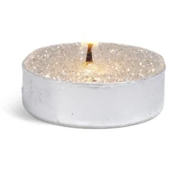 Bougie chauffe-plat paillette argentée x8