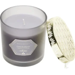 Bougie chic top métal grise Ø10 cm