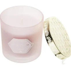 Bougie chic top métal rose Ø10 cm